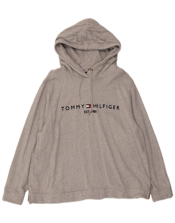 Tommy Hilfiger Herren-Kapuzenpullover mit Grafik, 2XL, graue Baumwolle