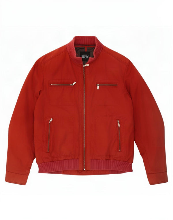 Massimo Dutti Herren Bomberjacke UK 40 Großes rotes Nylon
