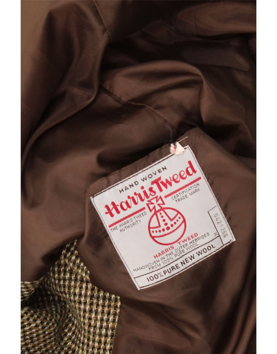 Harris Tweed Herren-Blazer mit 3 Knöpfen, UK 40, groß, braun kariert, Schurwolle