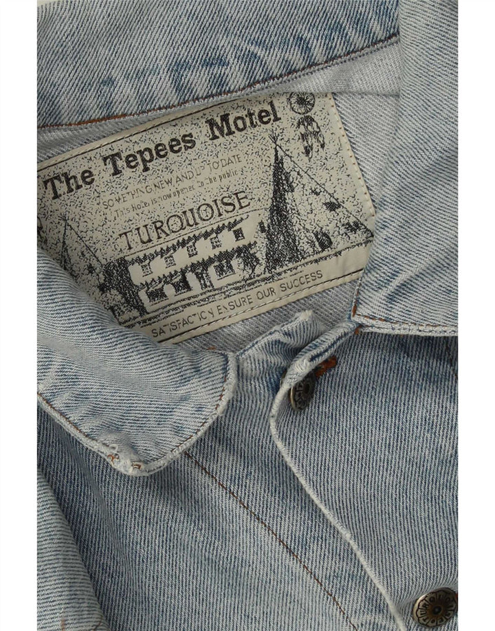 Vintage Herren Distressed Jeansjacke UK 40 Große blaue Baumwolle