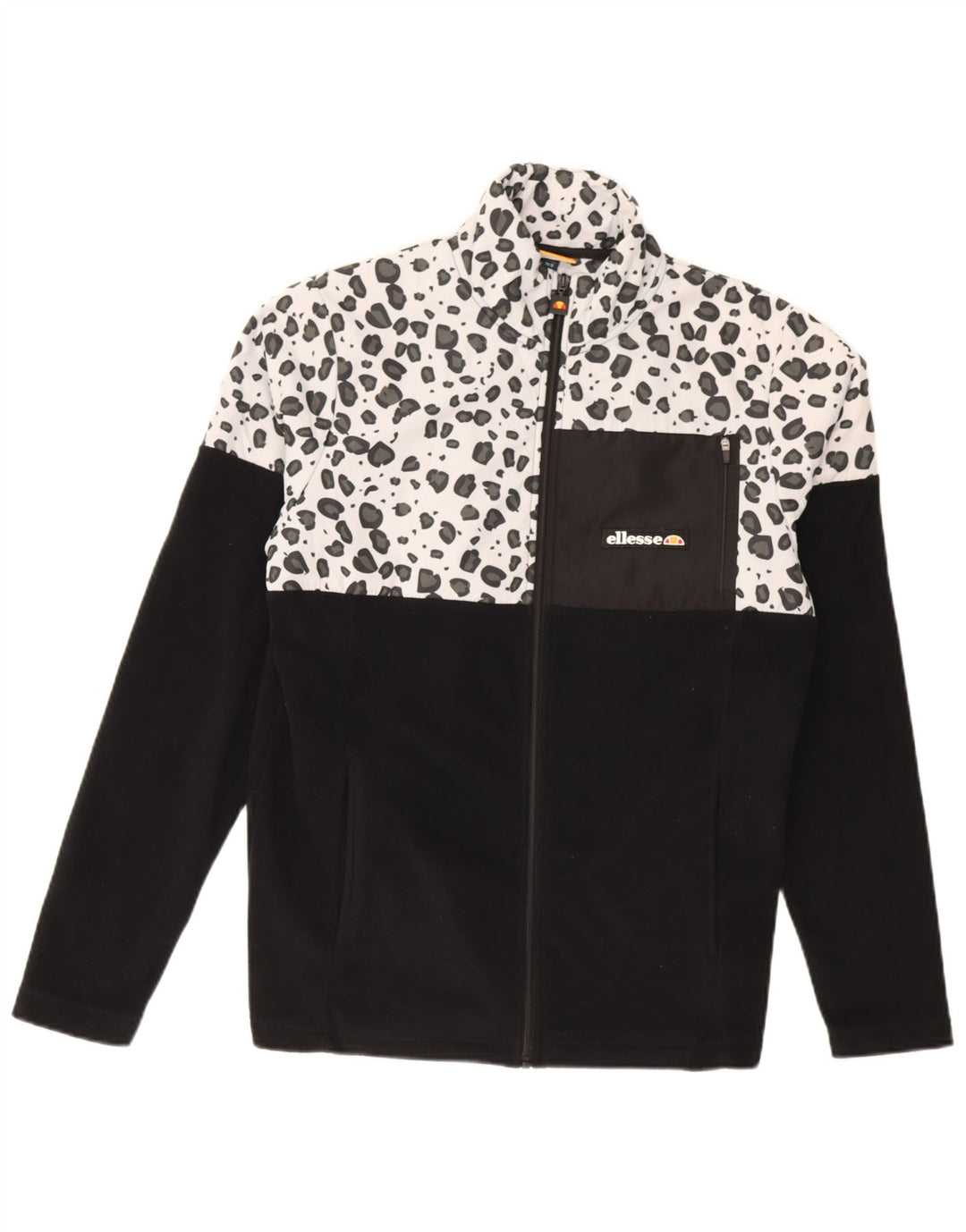 Ellesse Herren Fleecejacke UK 36 Small Schwarz Polyester mit Animal-Print