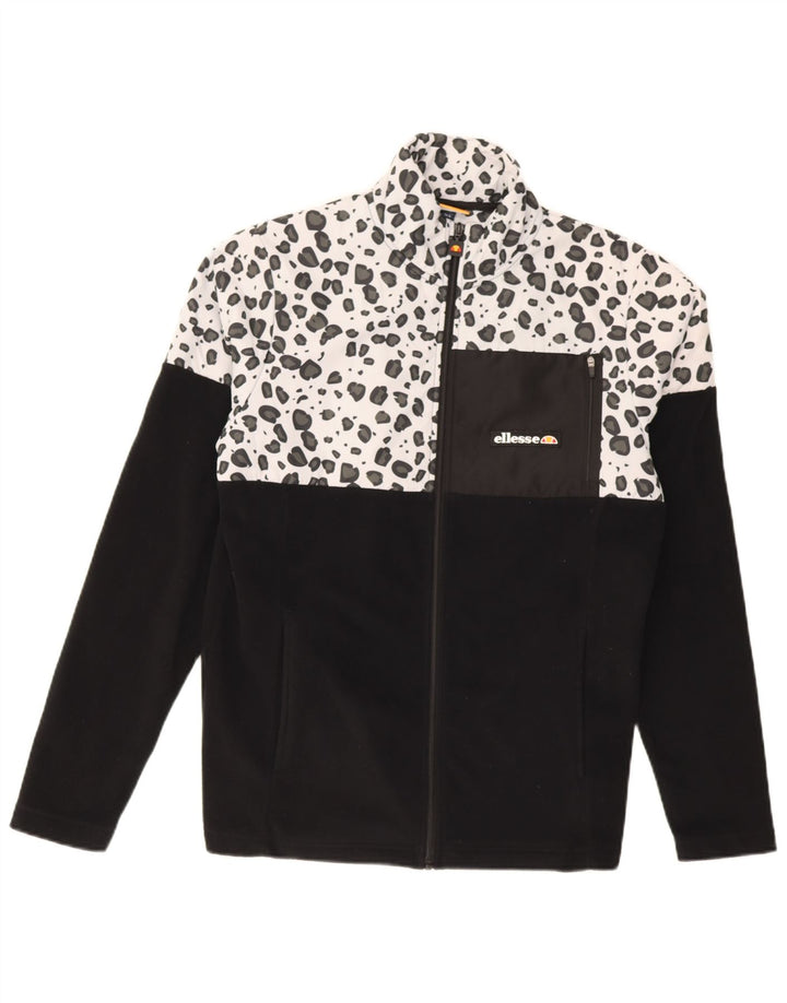 Ellesse Herren Fleecejacke UK 36 Small Schwarz Polyester mit Animal-Print