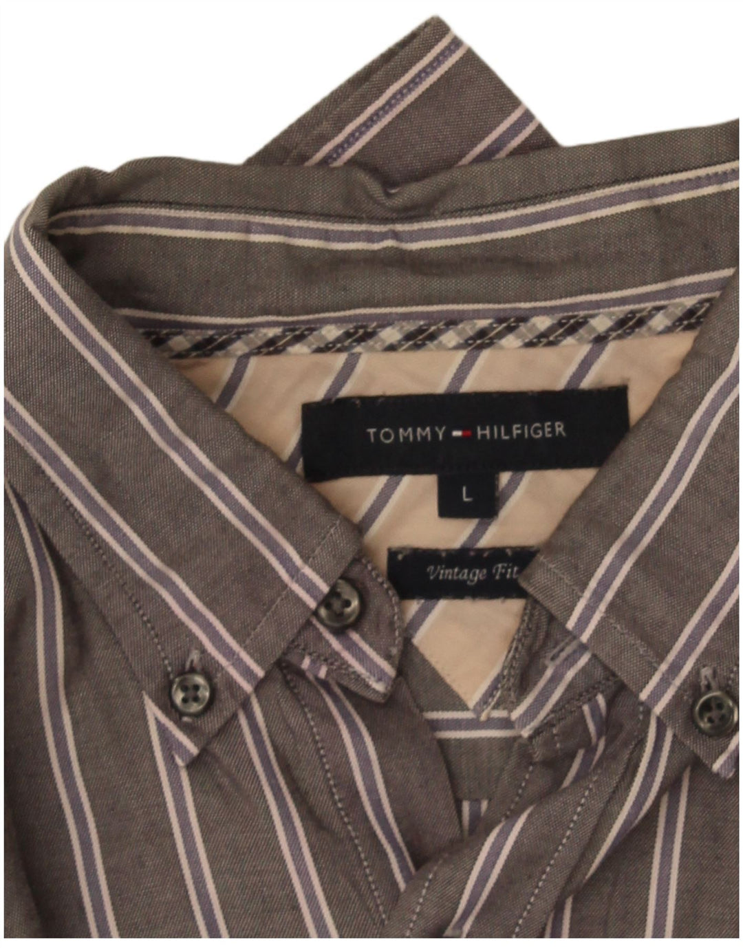 Tommy Hilfiger Herren Vintage-Fit-Hemd, groß, grau gestreift
