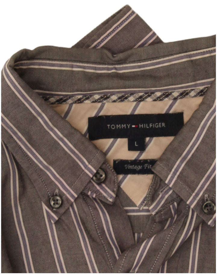 Tommy Hilfiger Herren Vintage-Fit-Hemd, groß, grau gestreift