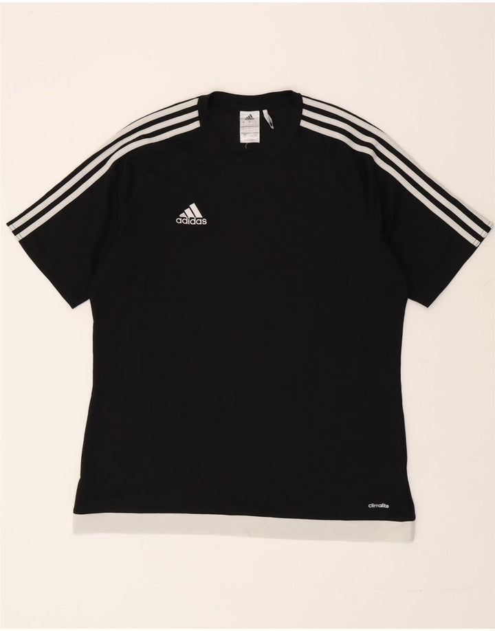 ADIDAS Herren Climalite T-Shirt Top Large Schwarz Colourblock Polyester
