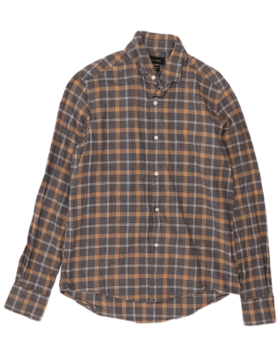 Massimo Dutti Herren-Flanellhemd, klein, grau kariert
