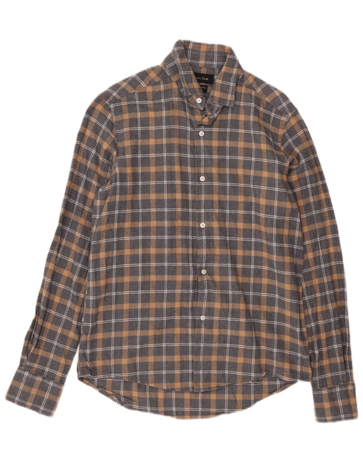 Massimo Dutti Herren-Flanellhemd, klein, grau kariert