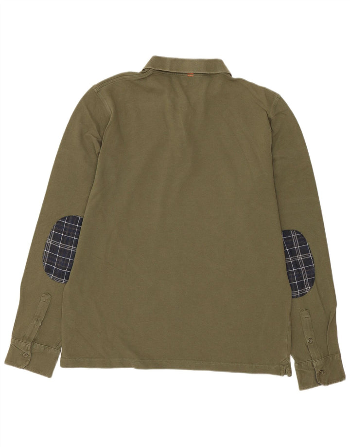 Sun68 Herren-Langarm-Poloshirt, groß, Khaki, Baumwolle