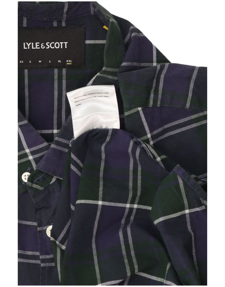 Lyle & Scott Herrenhemd 2XL Marineblau kariert Baumwolle
