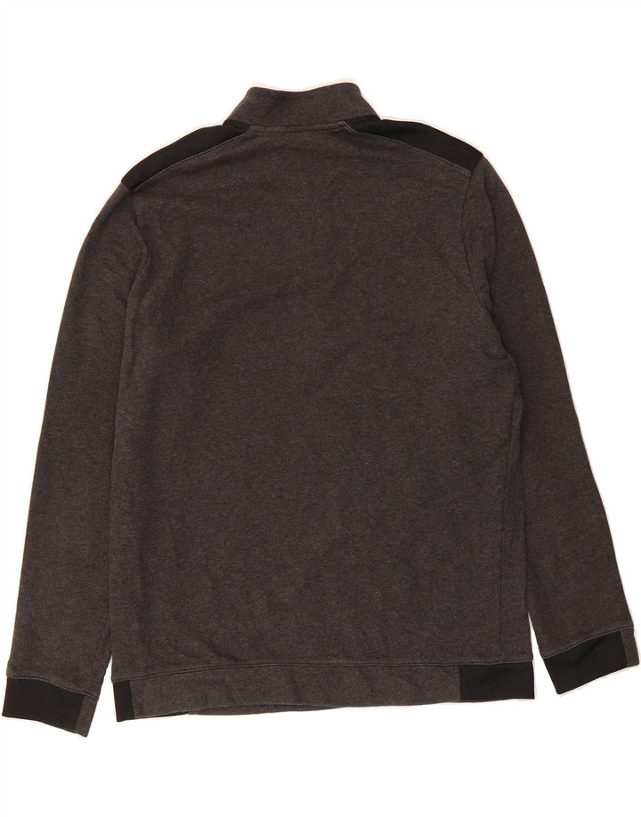 ADIDAS Mens Zip Neck Sweatshirt Jumper Large Grey Colourblock Cotton Vintage Adidas and Second-Hand Adidas from Messina Hembry 