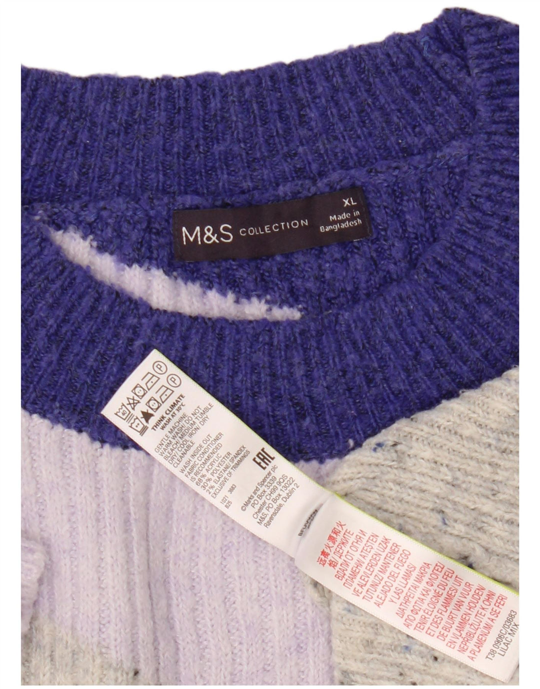 Marks & Spencer Damen-Pullover mit Rundhalsausschnitt, Gr. 18, XL, Mehrfarbig