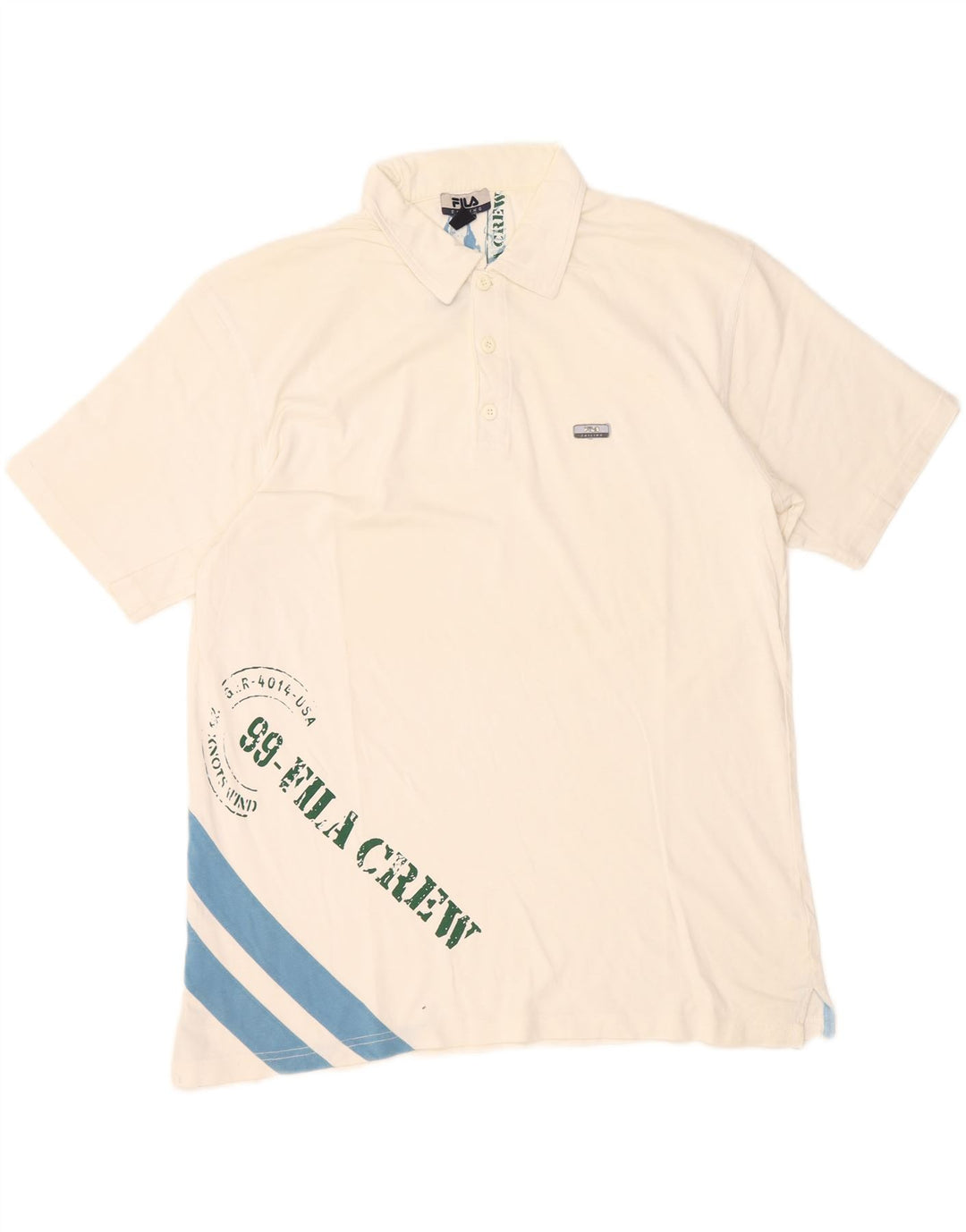 Fila Herren-Poloshirt mit Grafik, groß, weiße Colourblock-Baumwolle