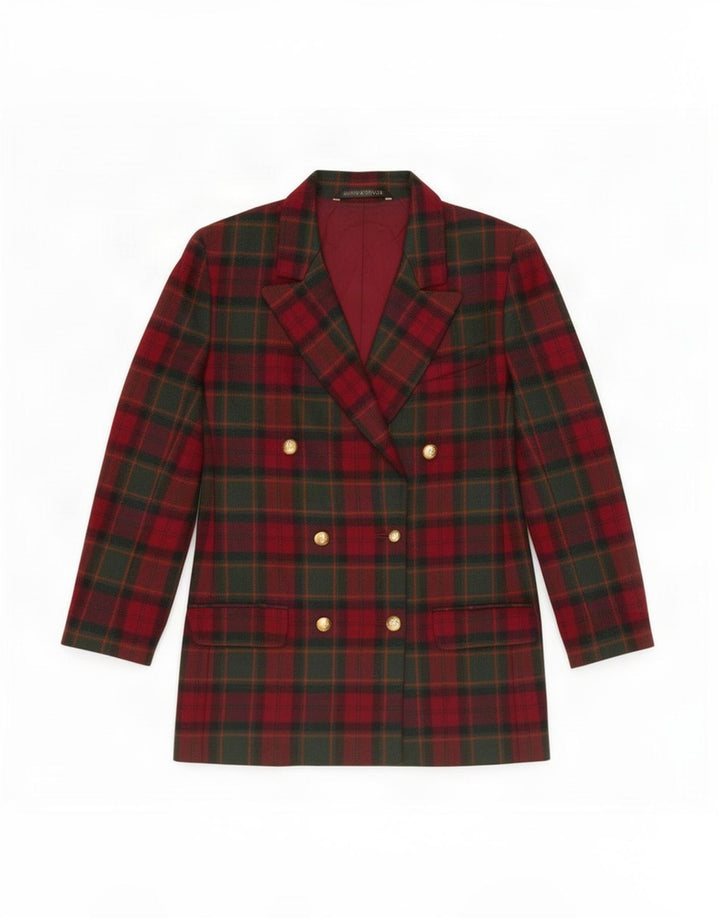 Marks & Spencer Damen St. Michael Blazer Jacke UK 12 Mittelrot kariert