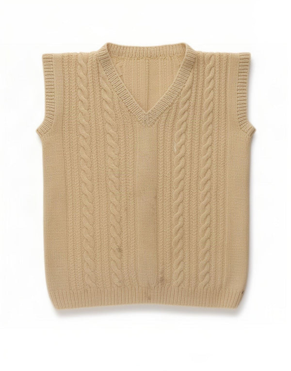 Vintage Damen Weste Tank Top UK 12 Medium Beige