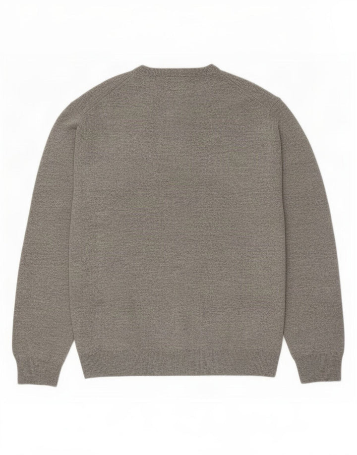 Gant Herren-Pullover mit V-Ausschnitt, groß, graue Lammwolle