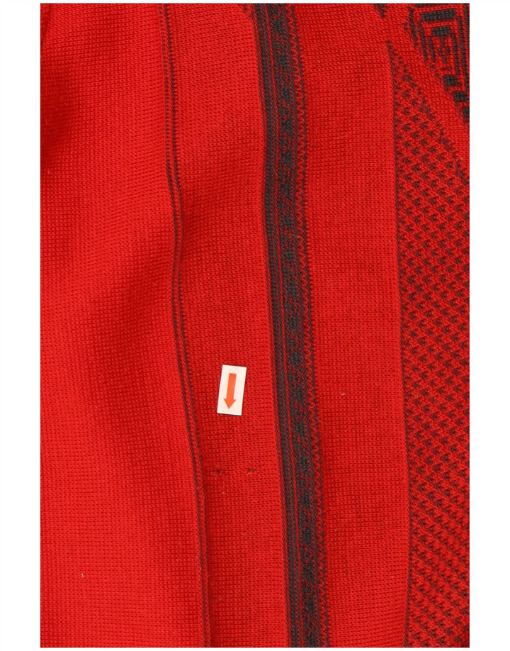 Gabicci Herren-Pullover mit V-Ausschnitt aus mittelroter, geometrischer Wolle