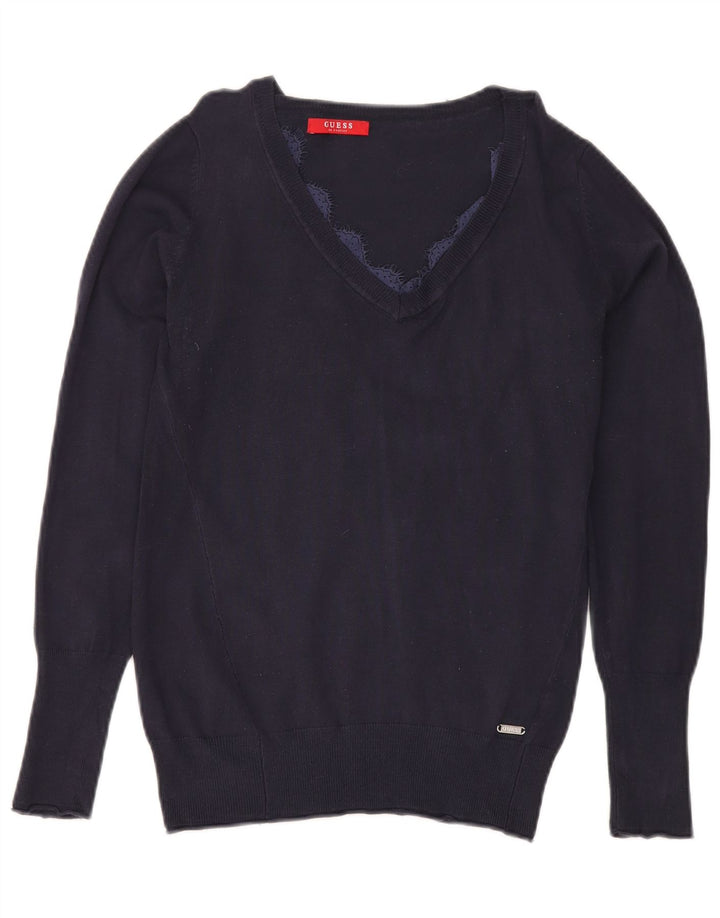 Guess Damen-Pullover mit V-Ausschnitt, Gr. 12, mittleres Marineblau