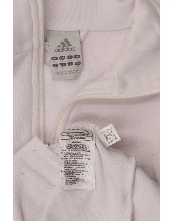 Adidas Damen Trainingsanzug Top Jacke UK 10 Small Weiß Polyester