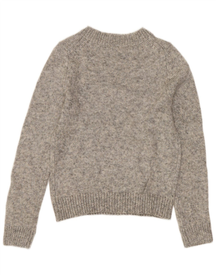 ZARA Damen Crop Crew Neck Pullover Pullover UK 12 Mittelgrau meliert