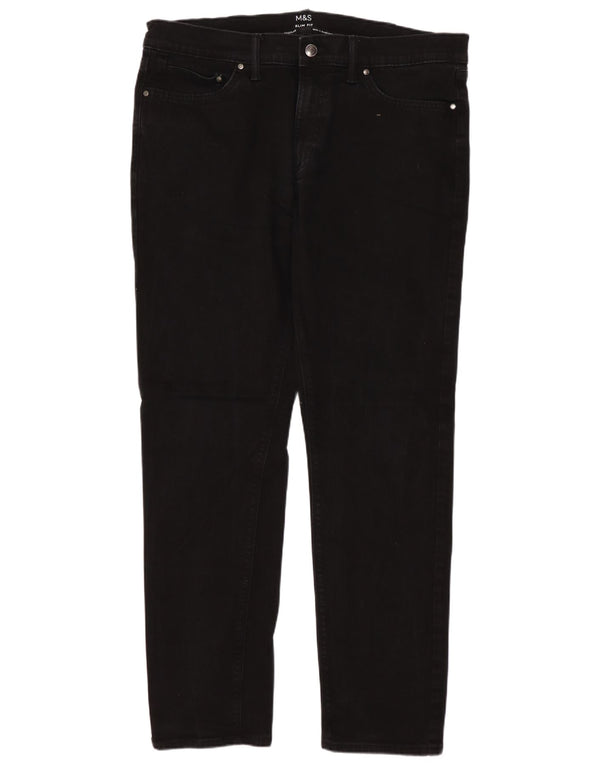 Marks & Spencer Mens Slim Jeans W36 L31 Black Cotton