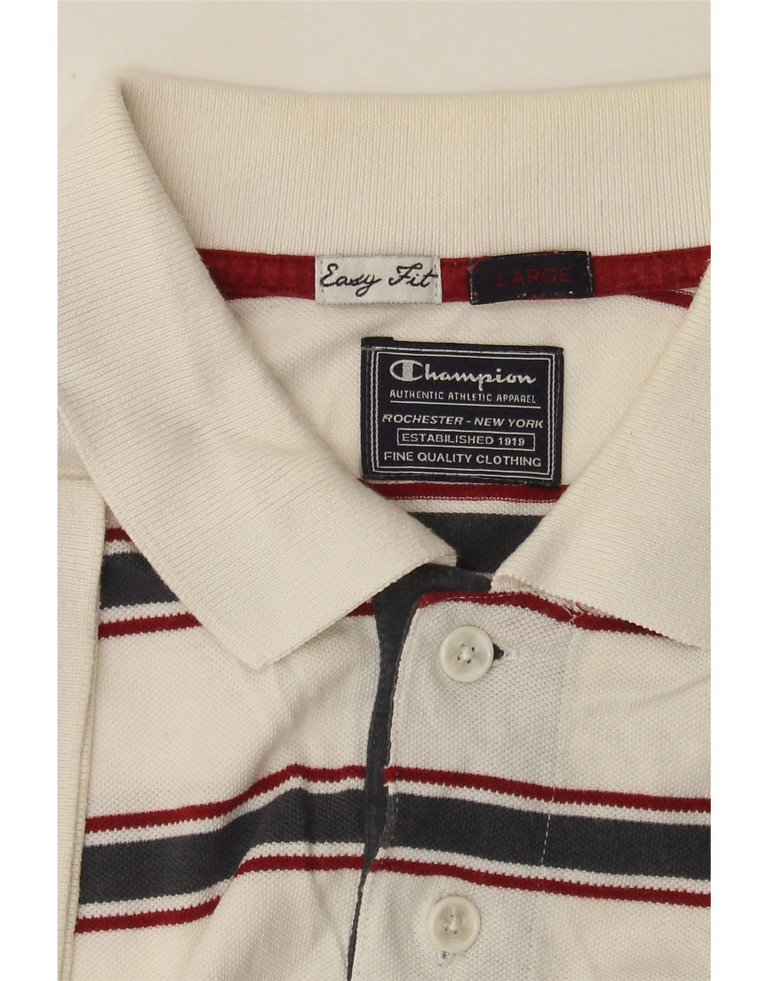Champion Herren-Poloshirt mit einfacher Passform, groß, weiß gestreift
