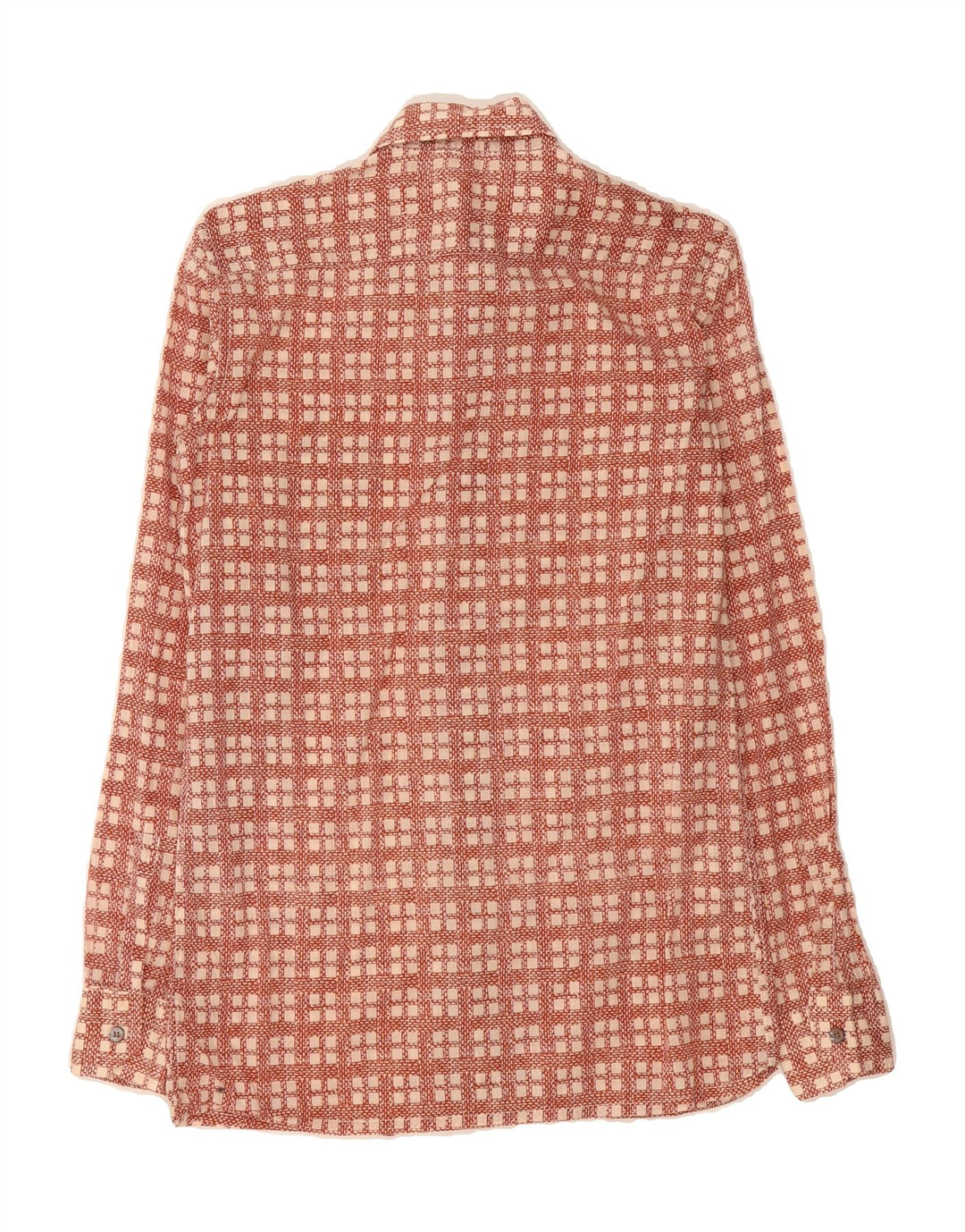 CORONA Mens Milano Shirt Small Maroon Geometric Cotton Vintage Corona and Second-Hand Corona from Messina Hembry 