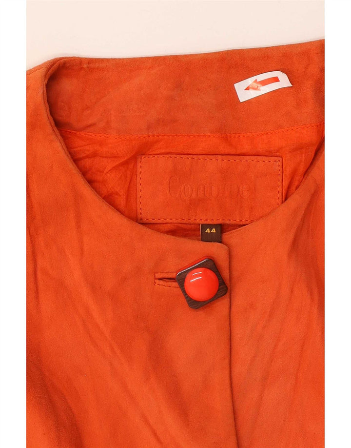 Conbipel Damen Crop Wildlederjacke mit 3/4-Ärmeln IT 44 Mitteloranges Leder
