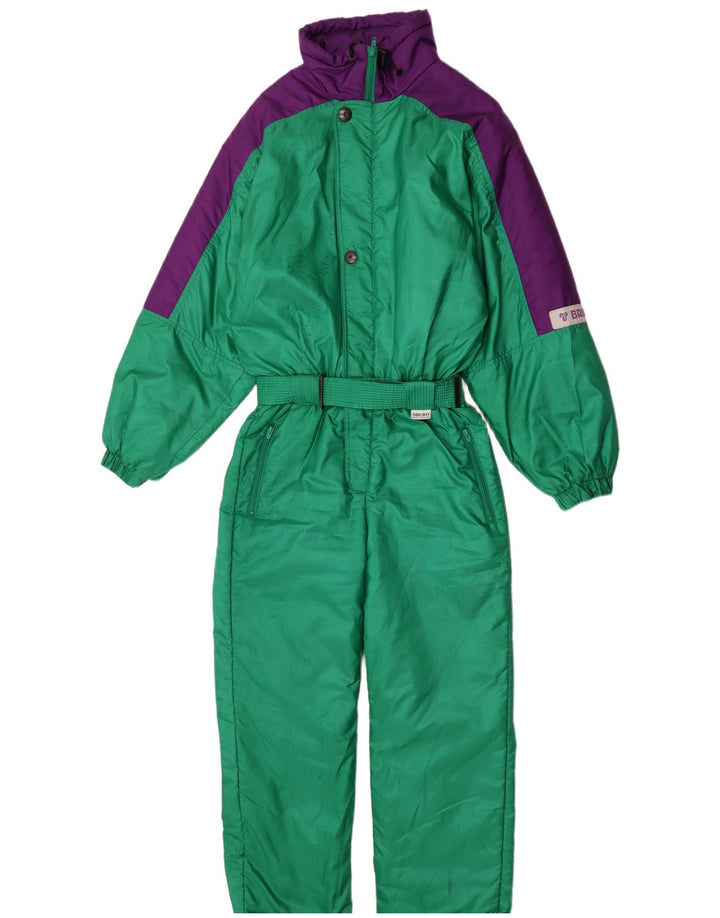 Brugi Damen-Skioverall IT 48 XL Grüner Farbblock-Polyester-Retro