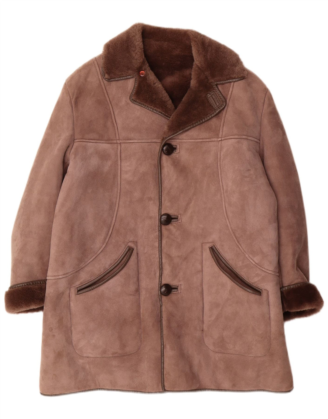 Nurseys Herren Shearling Overcoat UK 36 Kleines braunes Schaffell
