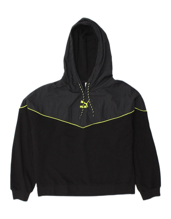 Puma Damen Kapuzenpullover UK 16 Große schwarze Colourblock-Baumwolle
