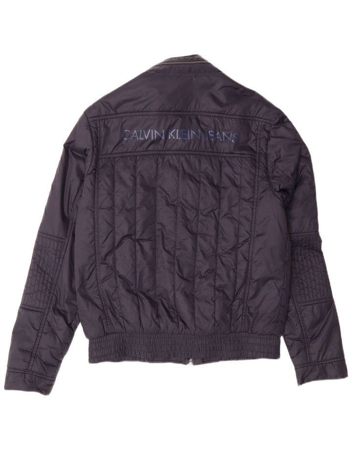 CALVIN KLEIN JEANS Mens Graphic Padded Jacket UK 38 Medium Navy Blue