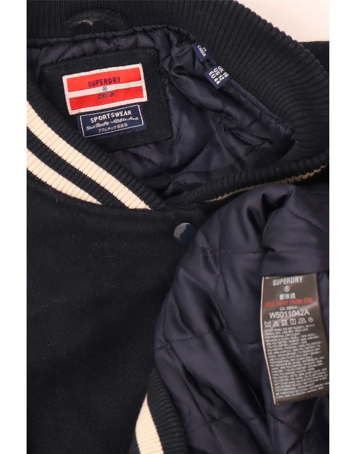 Superdry Damen Übergroße Varsity-Jacke UK 16 Large Marineblau Farbblock