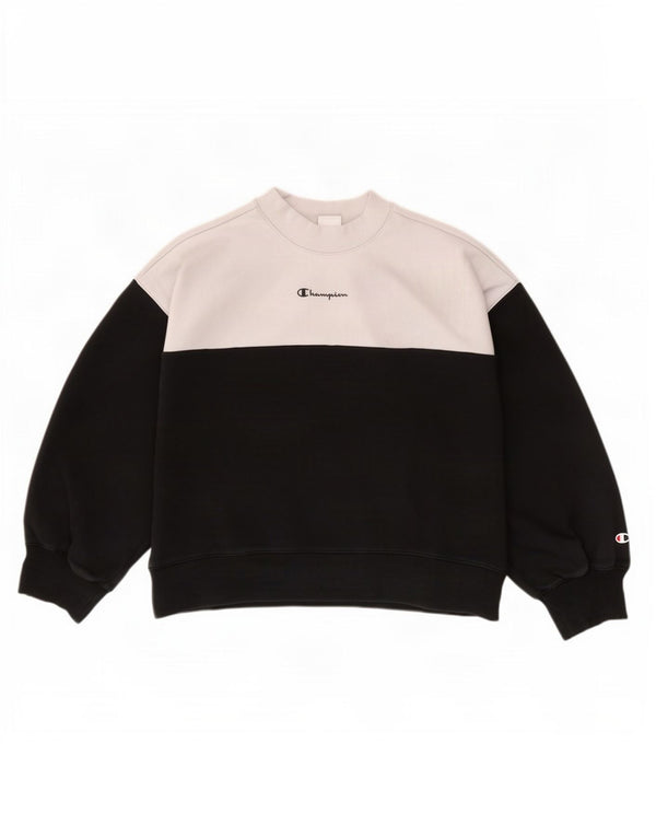 Champion Damen-Sweatshirt-Pullover, UK 16, Größe L, Schwarz, Colourblock-Baumwolle