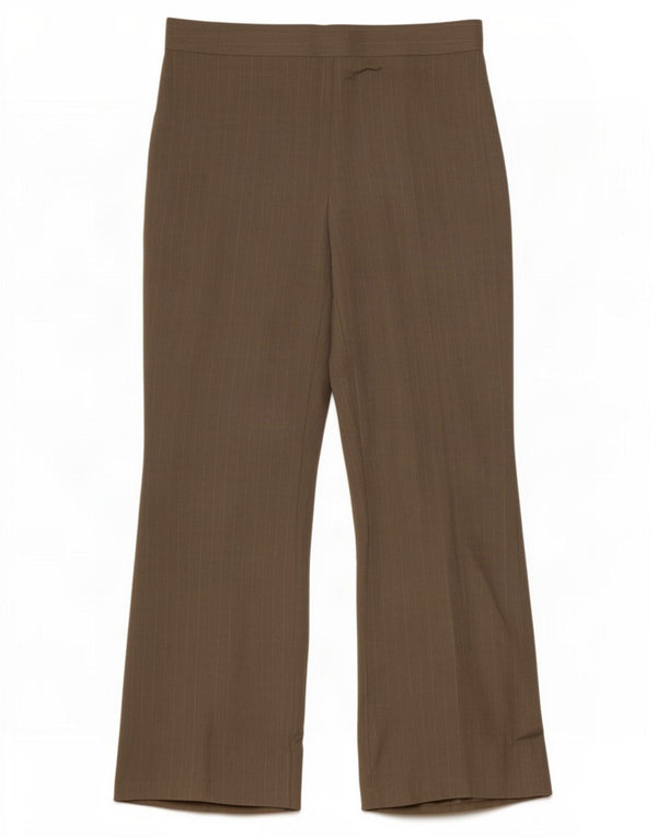 Marks & Spencer Damen Freizeithose UK 14 Medium W30 L30 Khaki Nadelstreifen