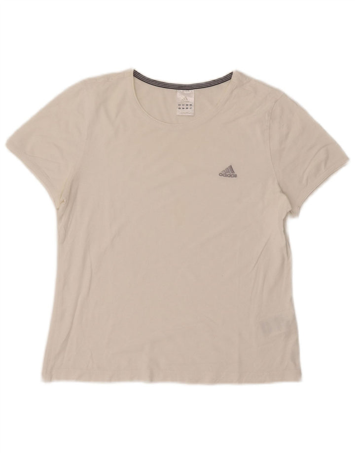 Adidas Damen T-Shirt Top UK 14 Mittelweiße Baumwolle