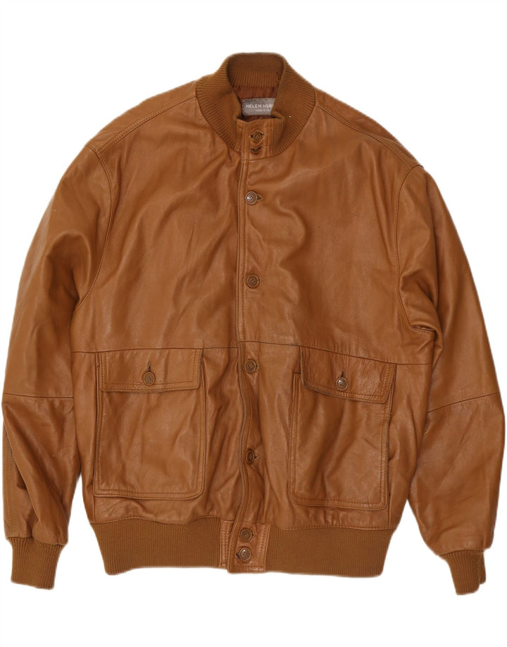 Helen Hubert Herren Lederjacke UK 44 2XL Braunes Leder