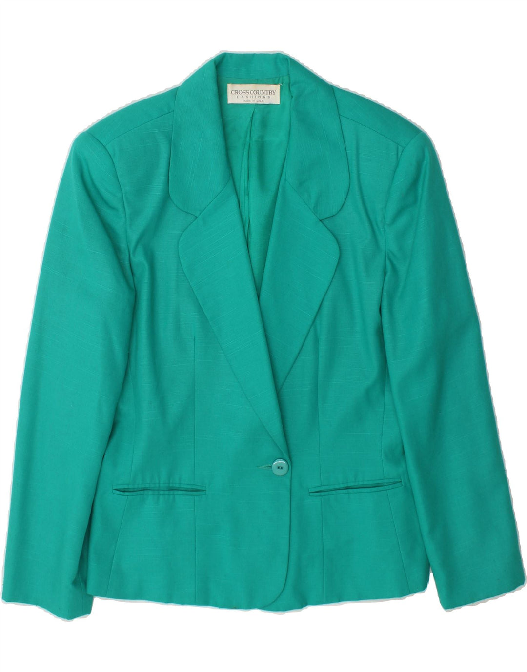 CROSS COUNTRY Womens Crop 1 Button Blazer Jacket US 18 2XL Green Vintage Cross Country and Second-Hand Cross Country from Messina Hembry 