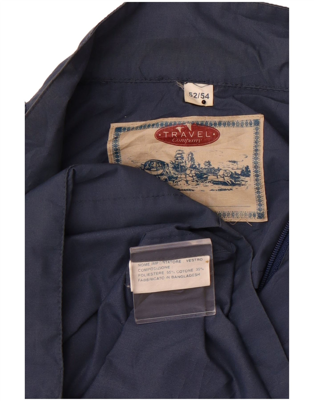 VINTAGE Herren-Utility-Jacke IT 52/54 XL Marineblaues Polyester