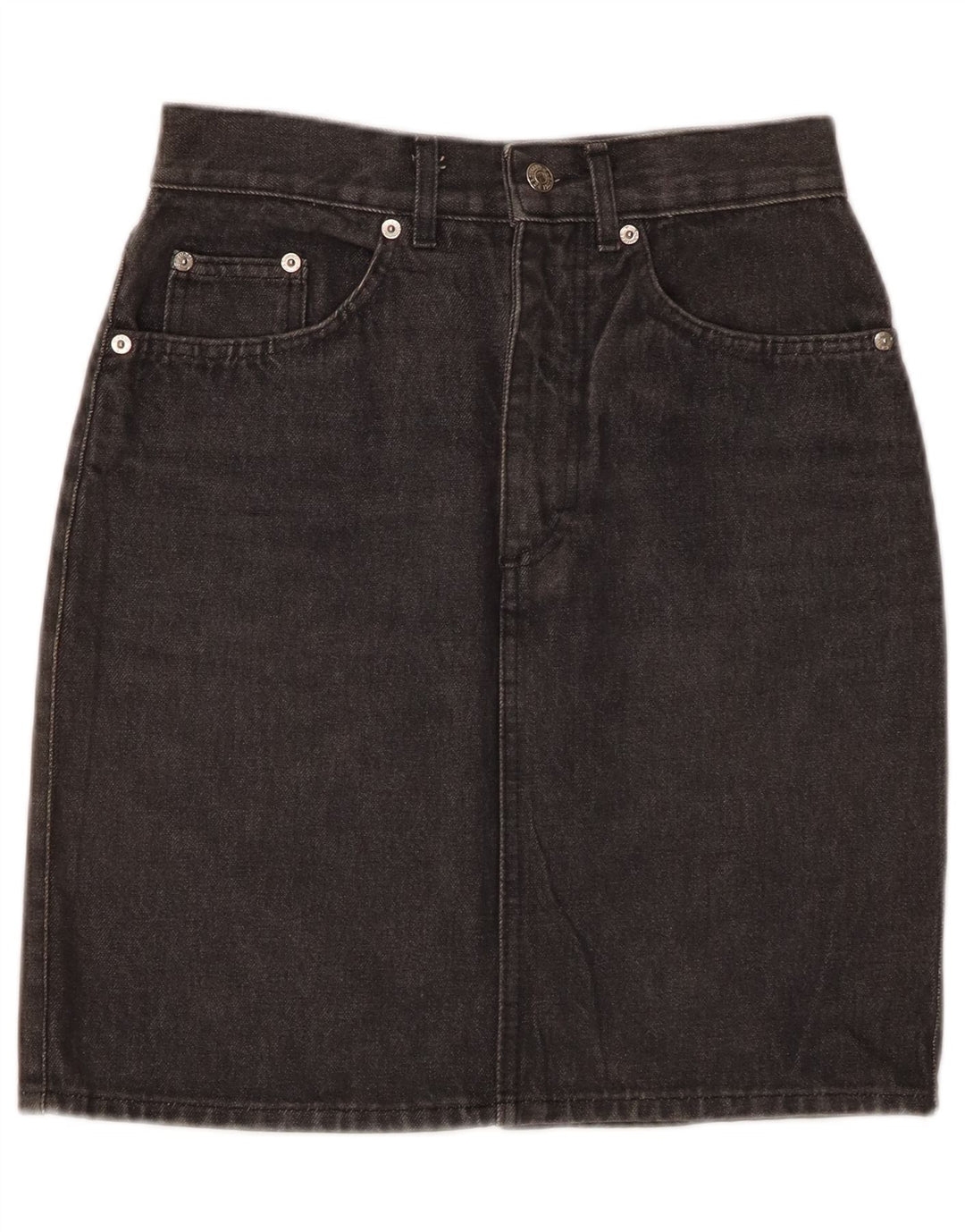 CASUCCI Damen-Jeansrock mit hoher Taille, Größe 44, mittelgroß, W26, grau geblümte Baumwolle