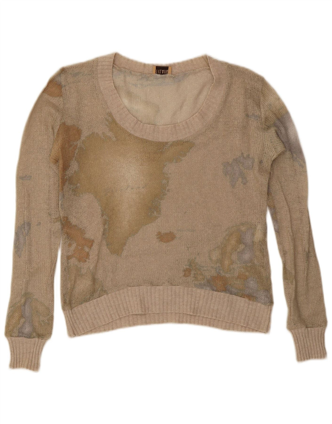 ALVIERO MARTINI Damen-Pullover mit U-Boot-Ausschnitt, UK 14, Mittelbeige