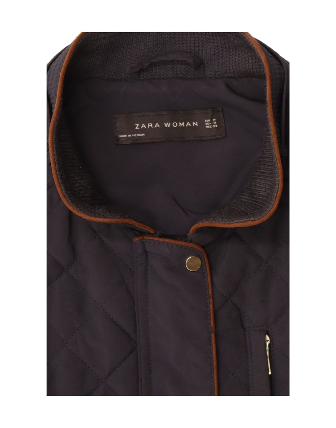 Zara Damen Steppjacke UK 14 Medium Navy Blue Colourblock