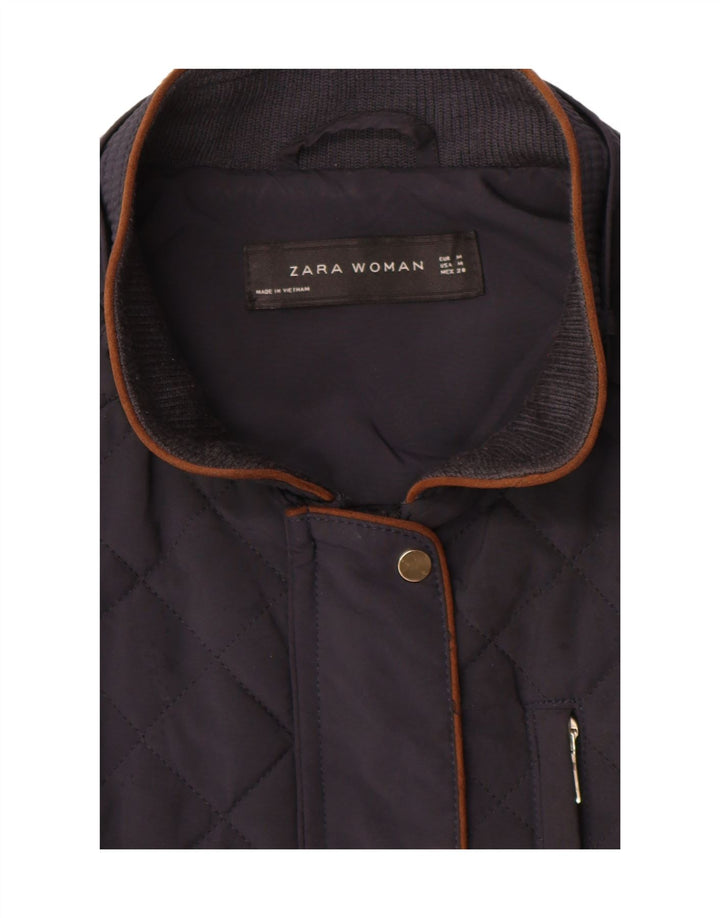 Zara Damen Steppjacke UK 14 Medium Navy Blue Colourblock