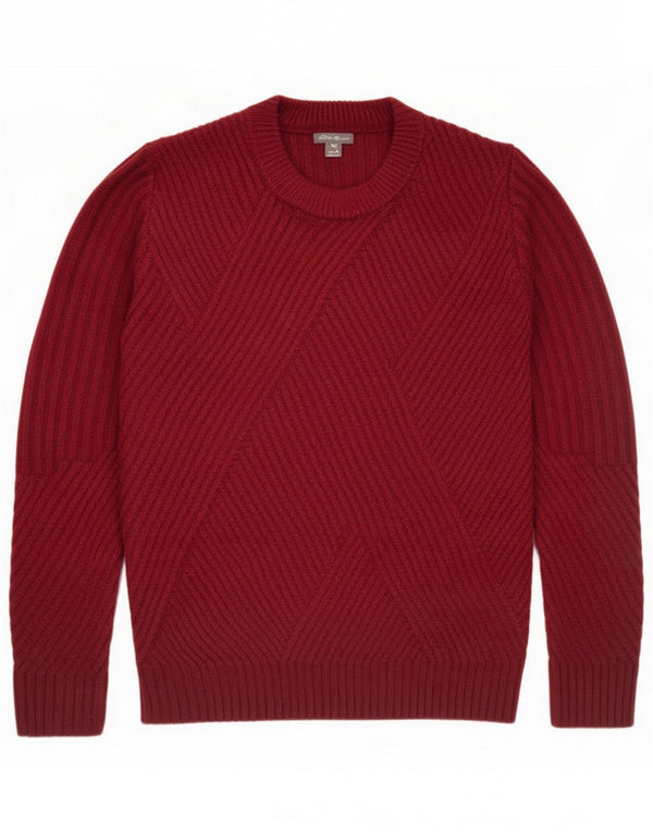 Eddie Bauer Womens Crew Neck Jumper Sweater UK 14 Large Burgundy Cotton