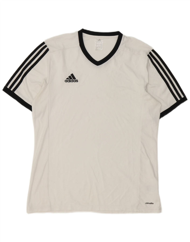 Adidas Herren Climalite T-Shirt Top Large Weiß Polyester