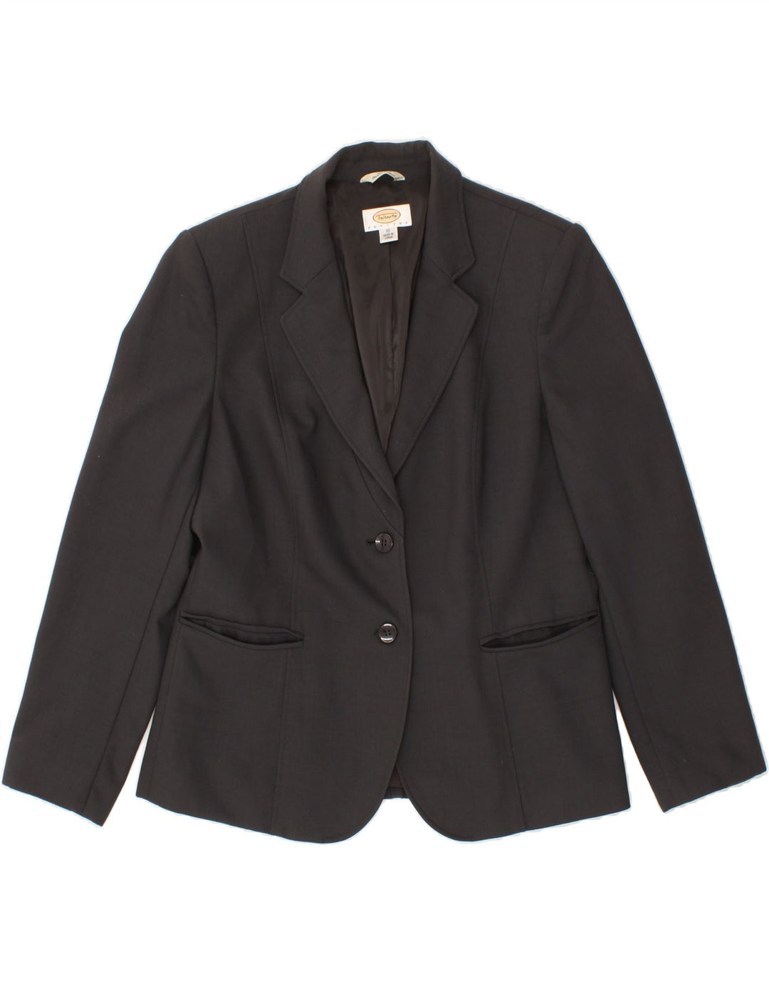 TALBOTS Womens Petite 2 Button Blazer Jacket US 10 Large Grey Wool Vintage Talbots and Second-Hand Talbots from Messina Hembry 