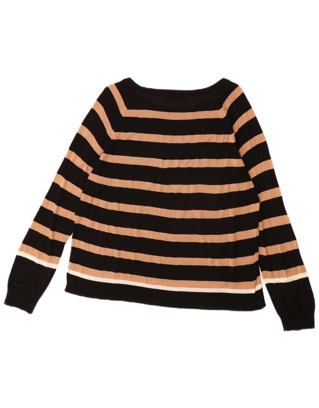 Zara Damen-Pullover mit U-Boot-Ausschnitt, Gr. 42, Größe L, schwarz gestreift