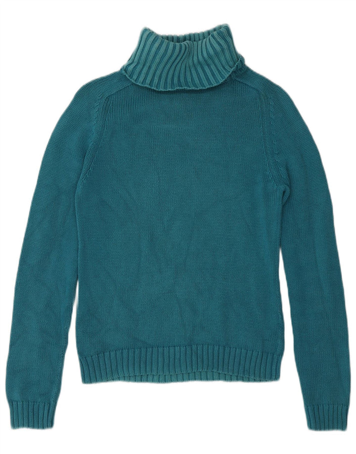 Massimo Dutti Damen-Pullover mit Rollkragen, UK 12, mittelblaue Baumwolle