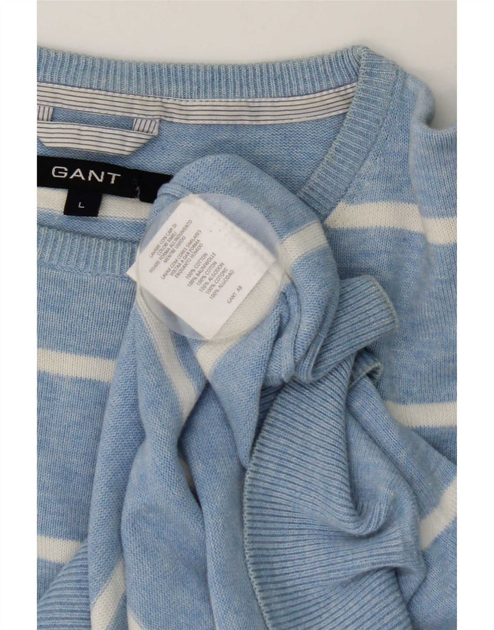 Gant Herren-Pullover mit Rundhalsausschnitt, groß, blau gestreift, Baumwolle