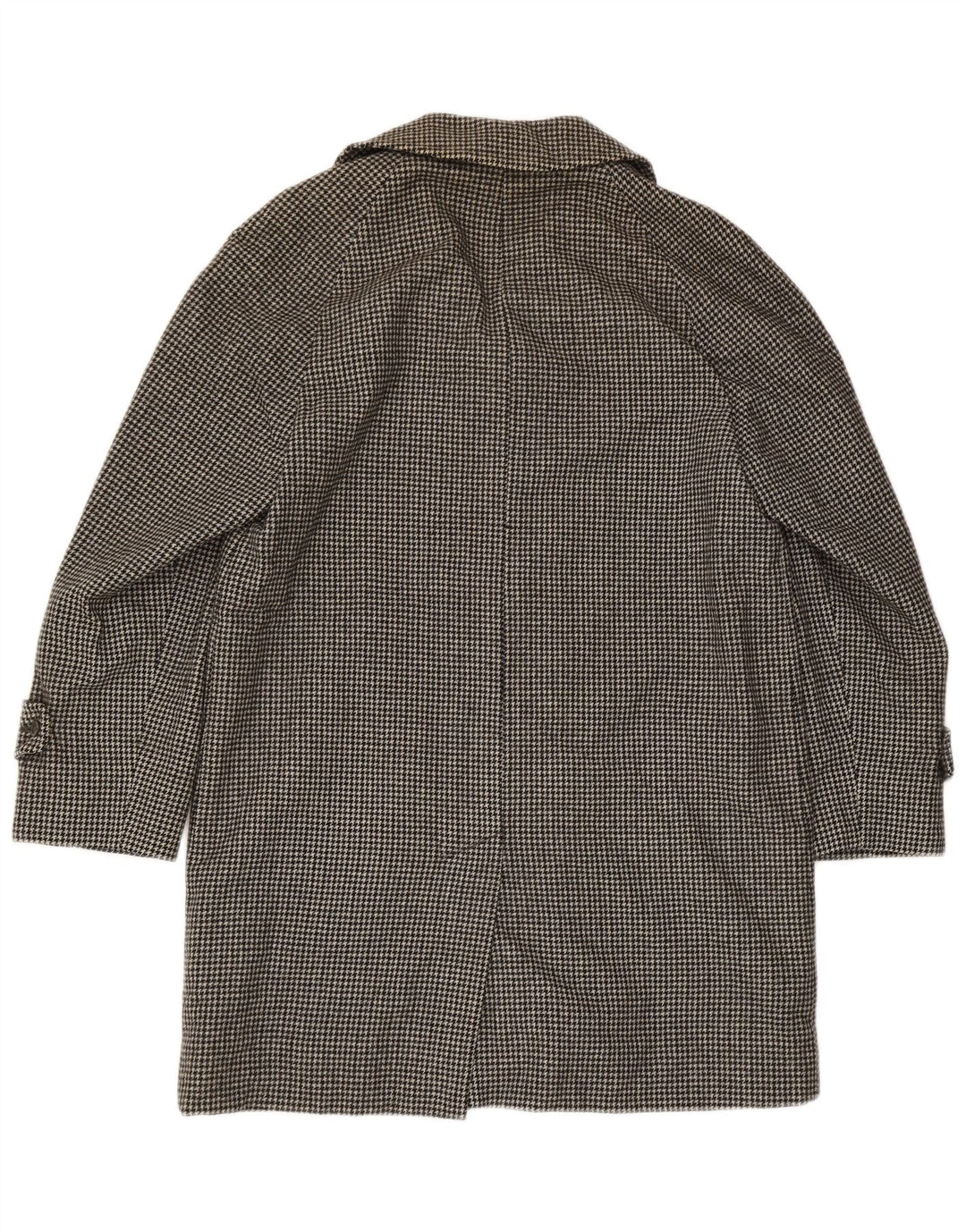 Aquascutum Herrenmantel UK 36 Small Black Houndstooth Wool Classic