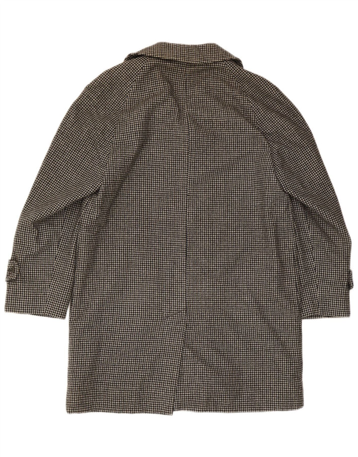 Aquascutum Herrenmantel UK 36 Small Black Houndstooth Wool Classic
